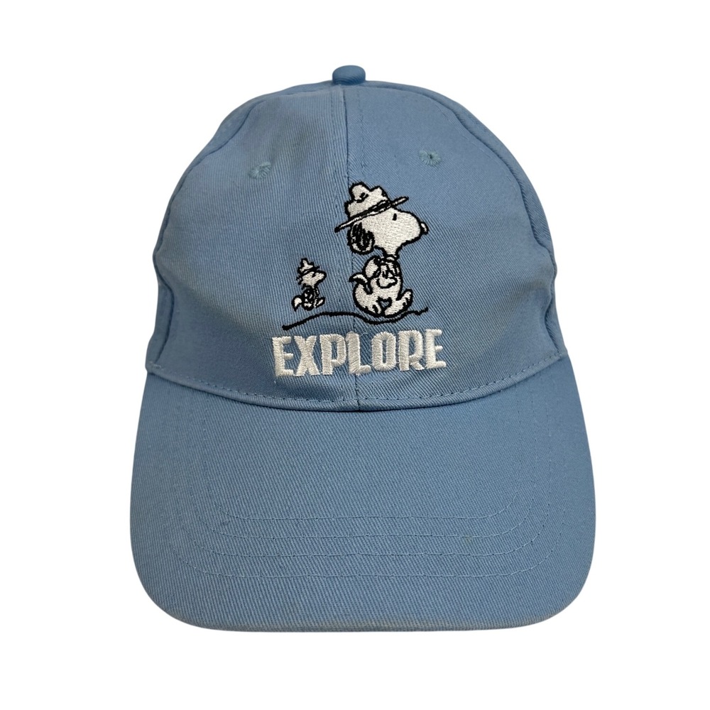 Peanuts Snoopy &‎ Woodstock Explore Blue Baseball Cap Hat Adjustable One Size